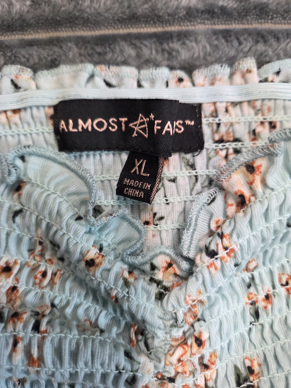 Almost Famous Light Blue Floral Smocked Cami with Side Ties - Picture 2 of 5